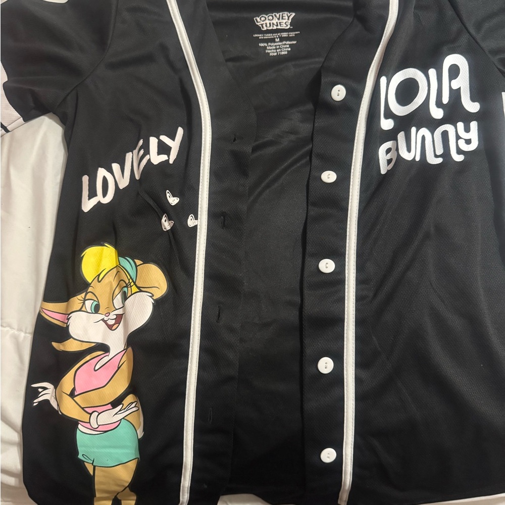 Warner Bros. Black and White Lola Bunny Women’s Baseball Jersey